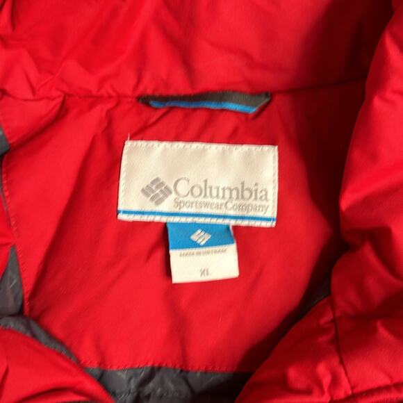 Columbia Men's Red Grey Sportswear Outwear Puffer Jacket Removable Hood Bright - Picture 3 of 9